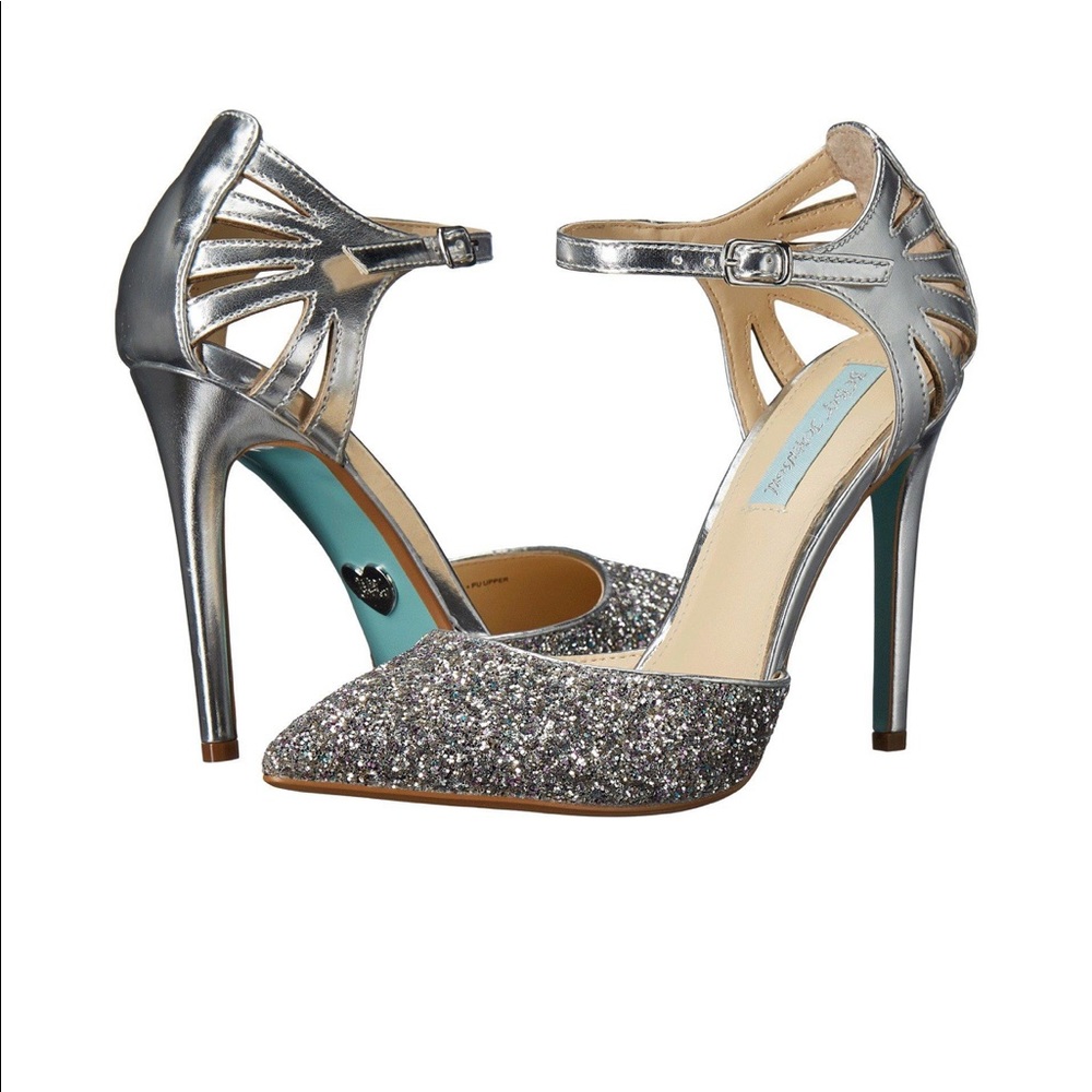 Betsey Johnson glitter cut out ankle heel
